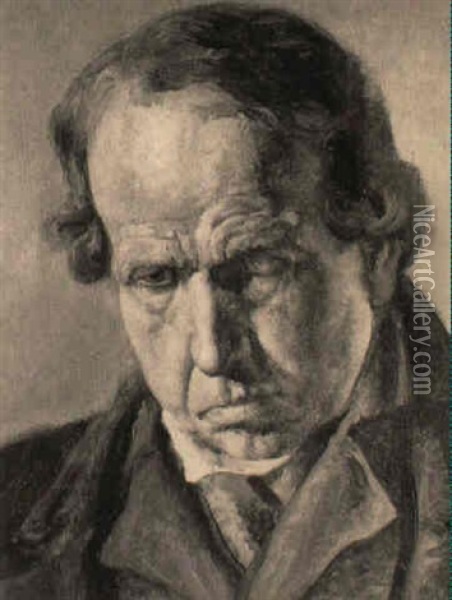 Portrait Of A Man (david Cox?) Oil Painting - William James Mueller