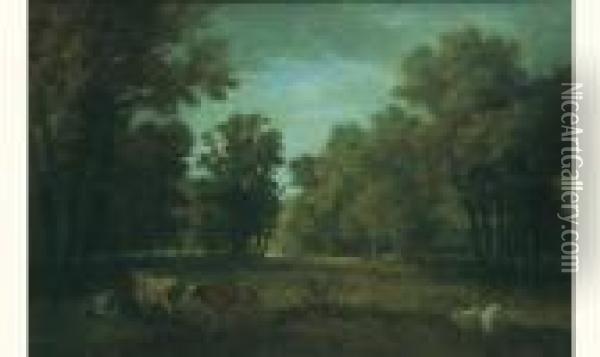 Scene Pastorale Dans Une Clairiere Oil Painting - Jean-Baptiste Oudry