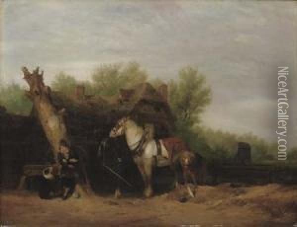 The Roadside Inn Oil Painting - William Mulready