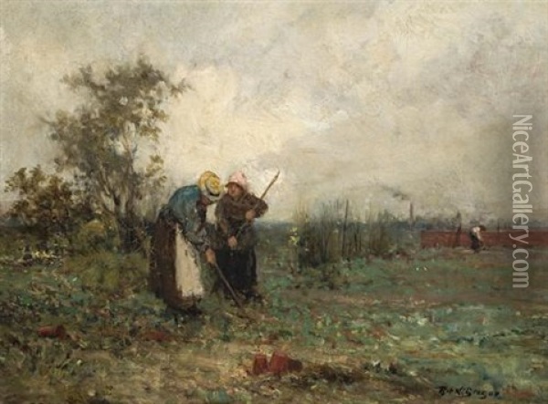 Field Workers Oil Painting - Robert McGregor