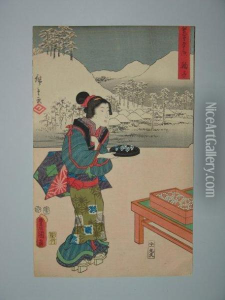 Mariko Oil Painting - Tokubei Iii Hiroshigeando