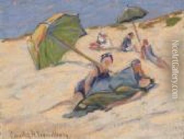 ''ogunquit Beach'' Oil Painting - Charles Herbert Woodbury