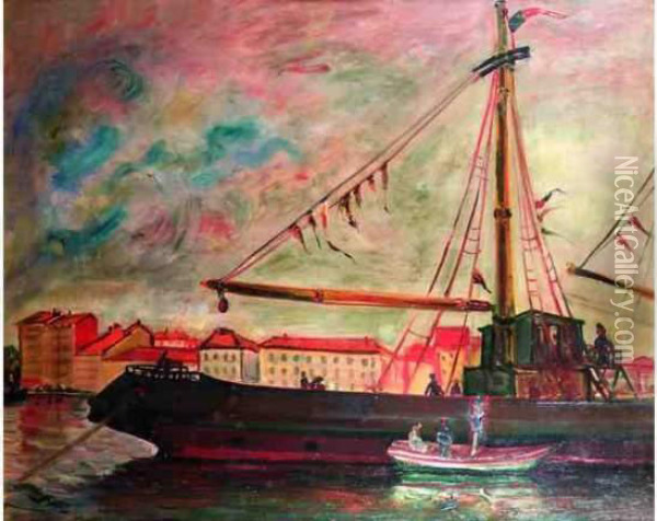 Le Port Oil Painting - Abraham Mintchine