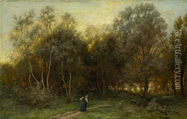 Abendstimmung Am Waldesrand Oil Painting - Johann Rudolf Koller
