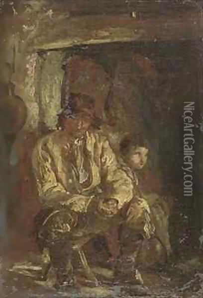 The woodman and his son Oil Painting - Thomas Barker of Bath