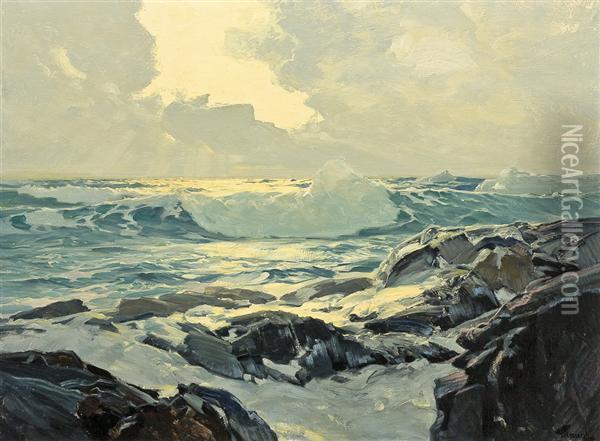 Breaking Waves Oil Painting - Frederick Judd Waugh
