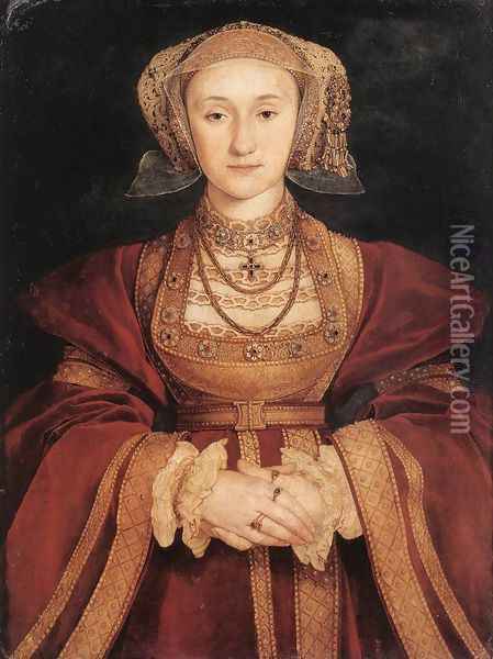 Portrait of Anne of Cleves c. 1539 Oil Painting - Hans Holbein the Younger