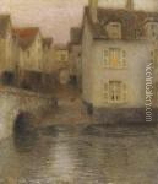 Le Pont. Crepuscule Oil Painting - Henri Eugene Augustin Le Sidaner