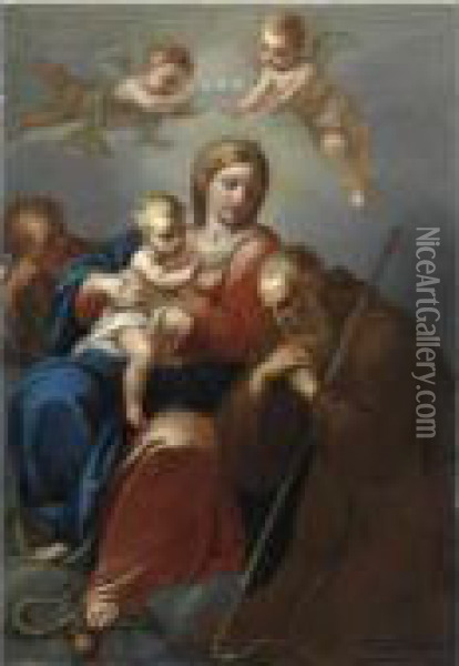 Madonna Col Bambino E San Francesco Oil Painting - Luigi Ademollo