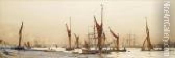 Bustling Activity Off Tilbury Oil Painting - Charles Edward Dixon