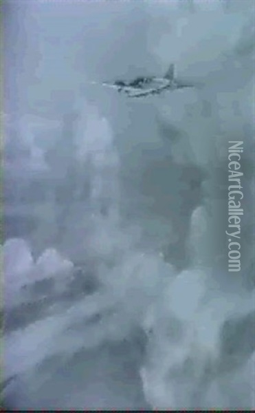 Flying In Open Skies Possibly A Prototype Heinkel He: Iii Oil Painting - Frederick Gordon Crosby
