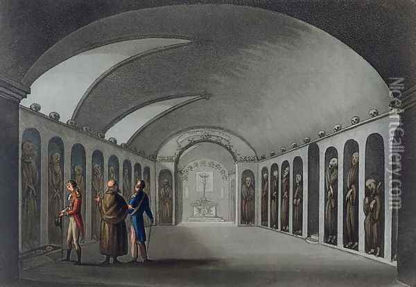 Curious Cemetery under the Capuchin Monastery, near Syracuse, engraved by Joseph Constantine Stadler (fl.1780-1812) pub. 1801 Oil Painting - Cooper Willyams