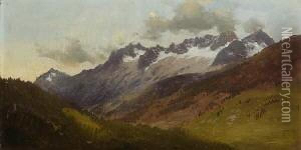 Gebirgslandschaft. Oil Painting - Karl Millner