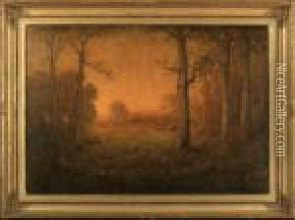 Cattle Grazing In A Pastoral Landscape At Sunset Oil Painting - George Inness