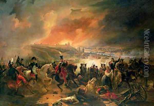 The Battle of Smolensk Oil Painting - Jean-Charles Langlois