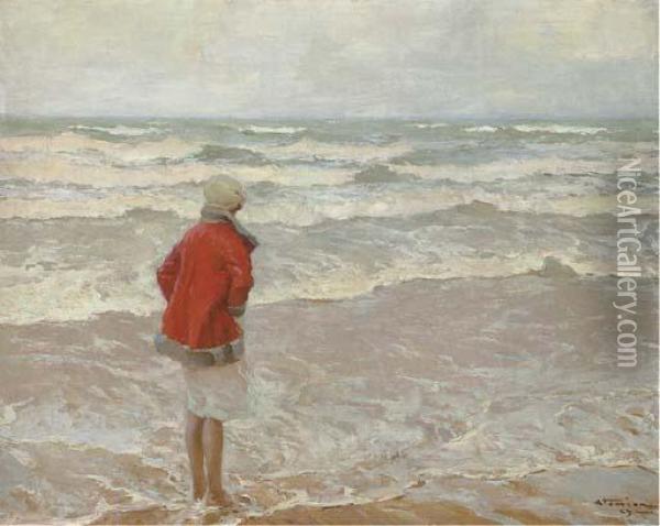Jeune Fille A La Mer Oil Painting - Charles Garabed Atamian