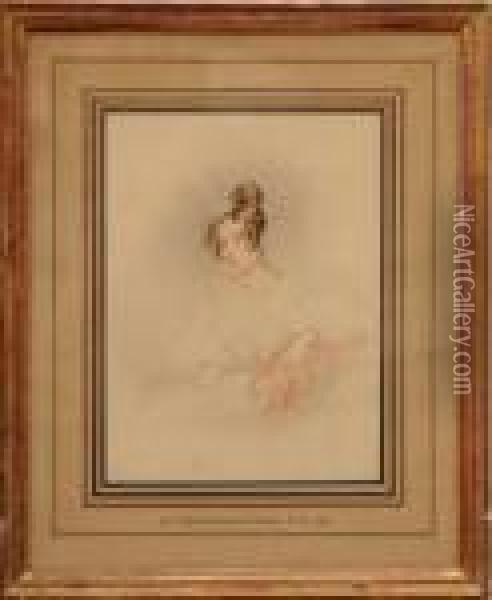 Two Portraits Of Woman Oil Painting - Alfred-Edward Chalon