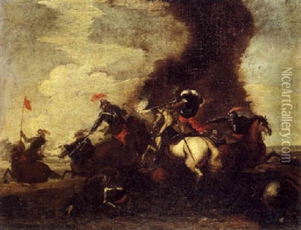 Batalla Oil Painting - Jacques Courtois