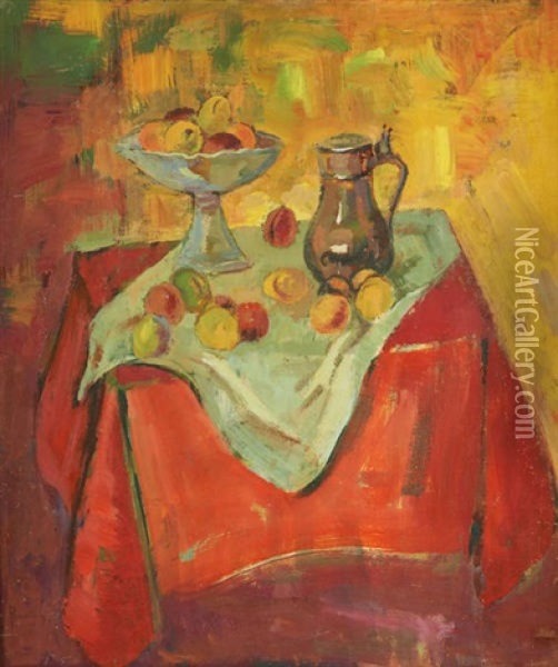 La Table Aux Fruits (recto-verso) Oil Painting -  Ramah (Henri Francois Raemaeker)