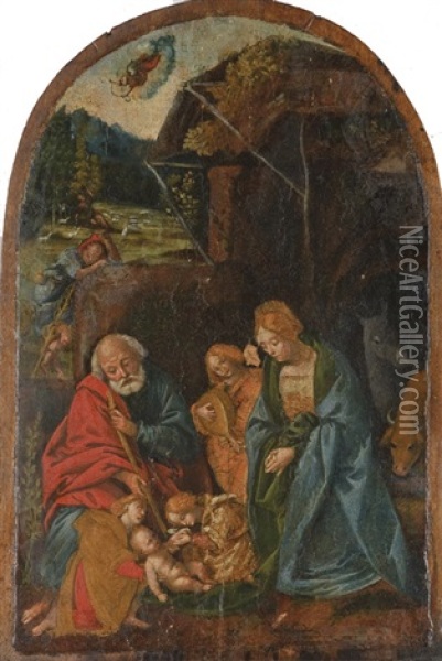 Adorazione Del Bambino Oil Painting - Girolamo Giovenone