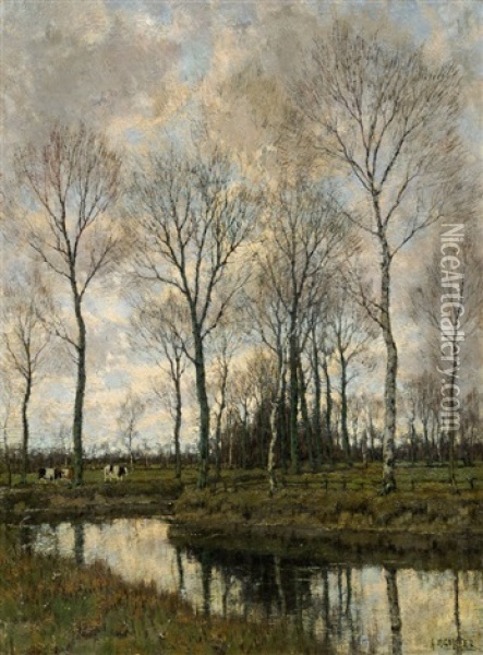 Flusslandschaft Oil Painting - Arnold Marc Gorter