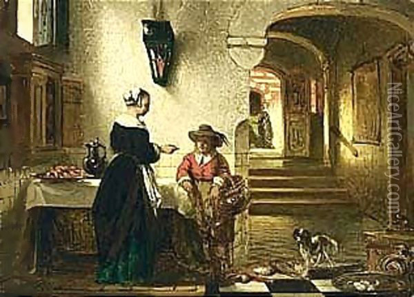 The Poultry Seller Oil Painting - Johannes Anthonie Balthasar Stroebel