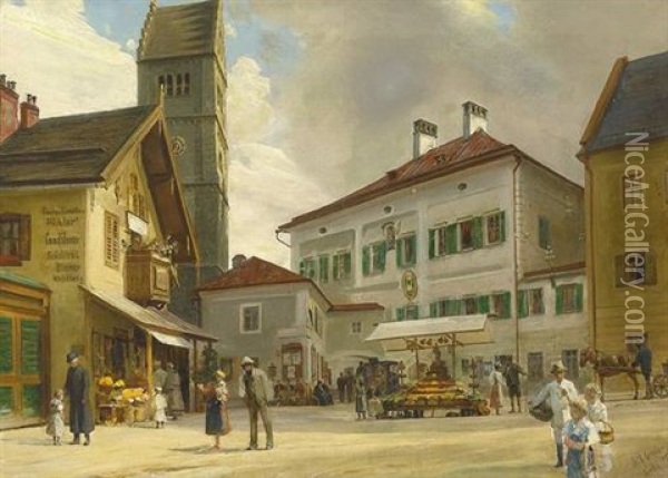 Franz Und Karoline Pichler's Conditorei Oil Painting - Wilhelm (Willi) Geissler