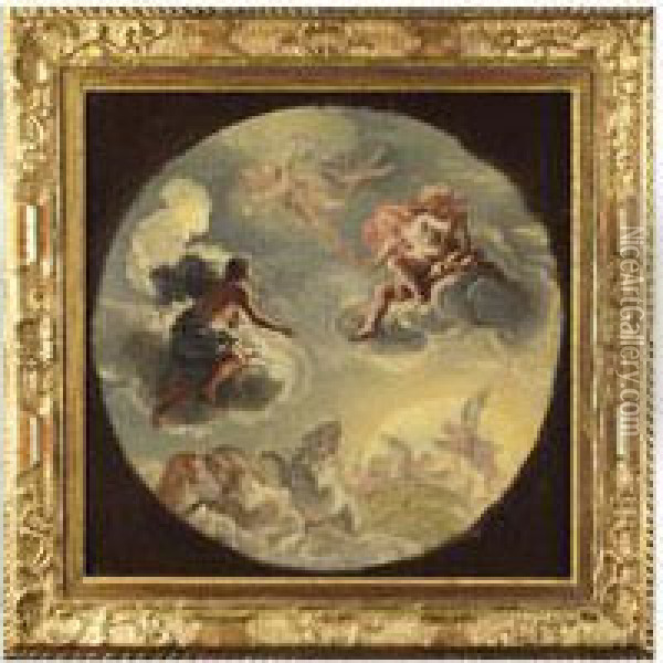 Phaeton Vor Dem Sonnengott Apollo Oil Painting - Johann Michael Rottmayr