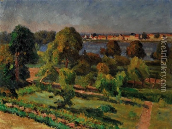 Jardins En Bord De Seine Oil Painting - Abel Louis Alphonse Lauvray
