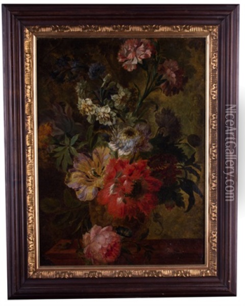 Blumenstillleben Mit Maikafer Oil Painting - Johann Amandus Winck