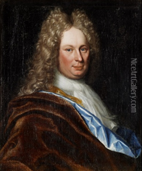 Portratt Av Herre I Allongeperuk (self Portrait?) Oil Painting - Lucas van Breda