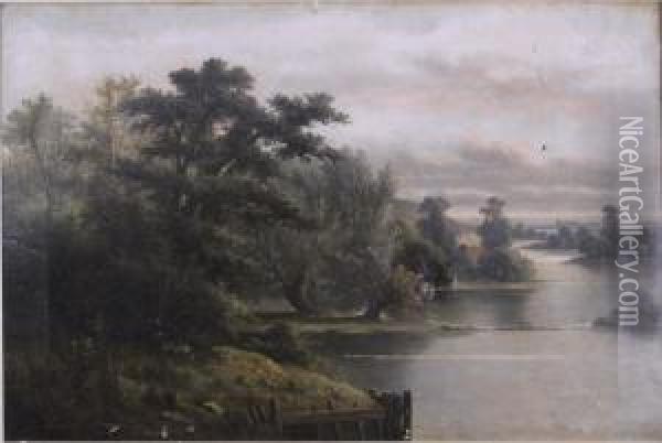 River Landscape Oil Painting - Alfred Steinacker