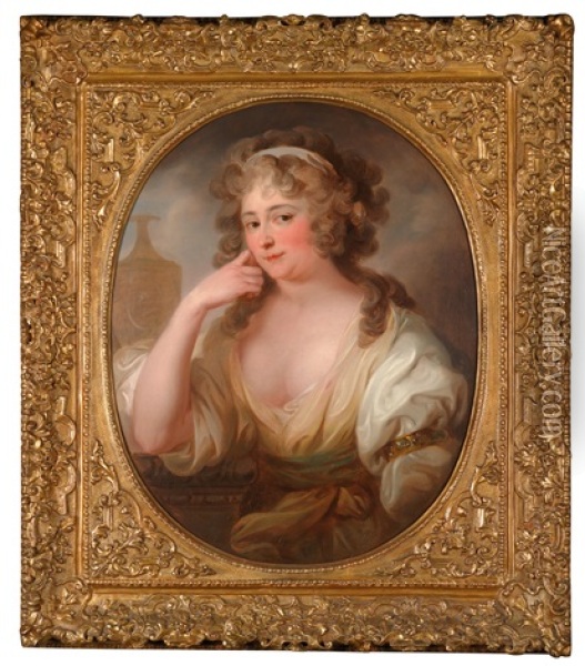 Bildnis Einer Eleganten Dame In Antikisierendem Gewand Oil Painting - Johann Heinrich Ramberg