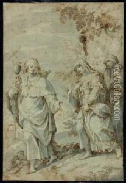 Scene Biblique : Deux Femmes Suivant La Foi Oil Painting - Giovanni Battista (Il Malosso) Trotti