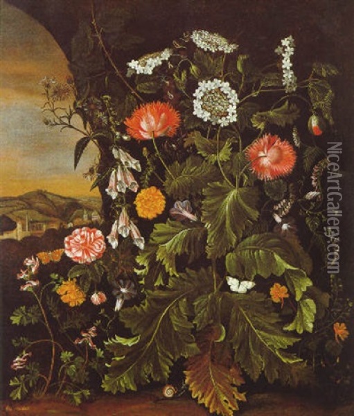 Blumen In Einem Waldgrund Oil Painting - Alida Withoos