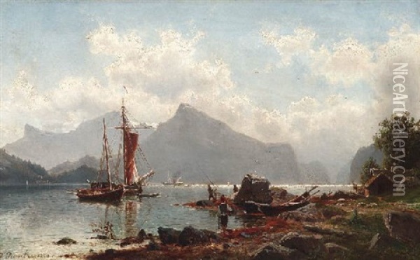 Sommer In Einem Norwegischen Fjord Oil Painting - Johannes Bartholomaeus Duntze