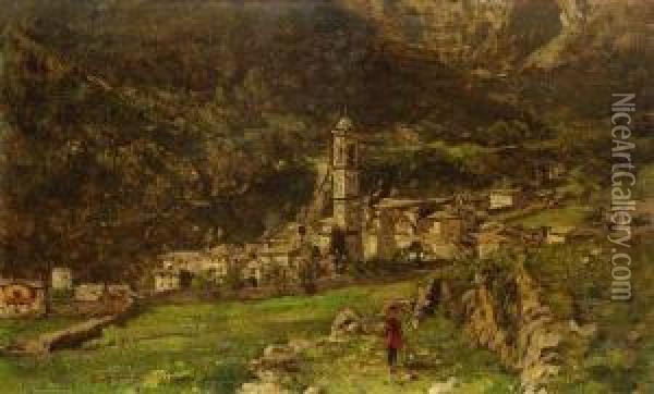 Italienisches Bergdorf Oil Painting - Eugenio Gignous