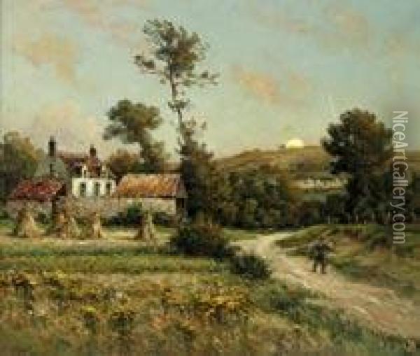 depart Du Pecheur A L'aube Oil Painting - Georges Philibert Charles Marionez