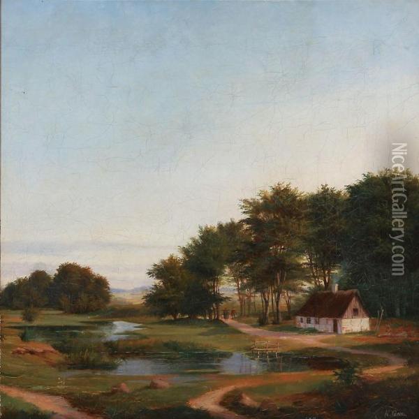 Summer Day In The Country Oil Painting - Nordahl Peter Frederik Grove