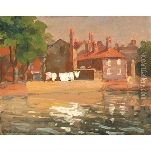Canal In Brentford Oil Painting - Jean Mannheim
