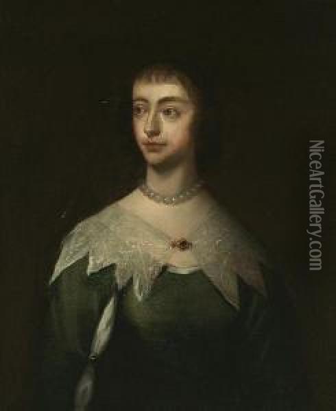 A Portrait Of A Lady Oil Painting - Cornelius Janssens Van Ceulen