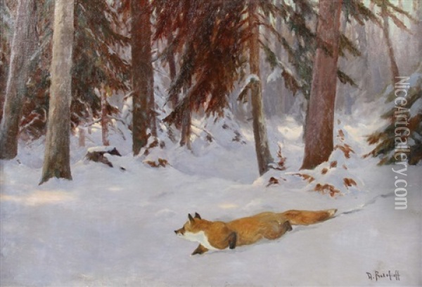 Schnurender Fuchs Im Schnee Oil Painting - Dimitri Von Prokofiev