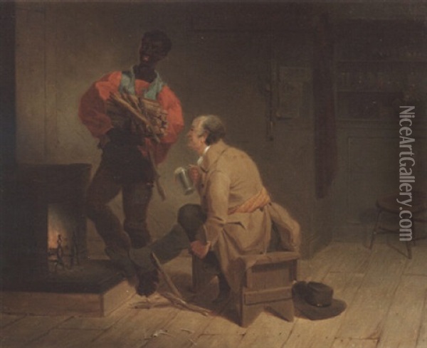 Stoking The Fire Oil Painting - Francis William Edmonds