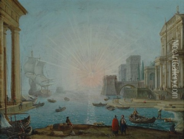 Veduta Di Porto Oil Painting - Jean Baptiste Lallemand