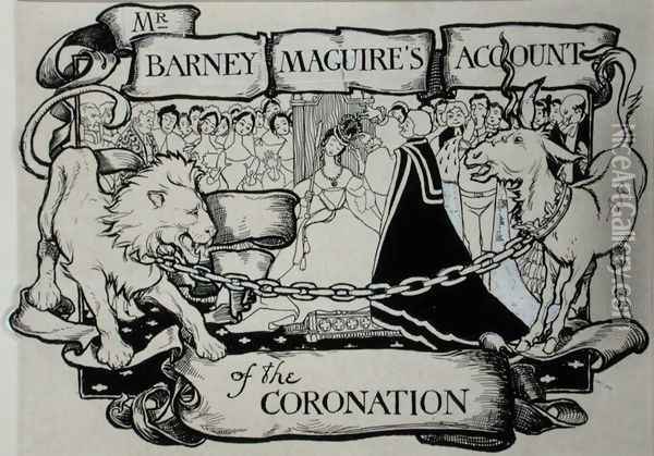 Mr Barney Maguires Account of the Coronation, illustration from The Ingoldsby Legends or Mirth and Marvels, by Thomas Ingoldsby, published 1898 Oil Painting - Arthur Rackham
