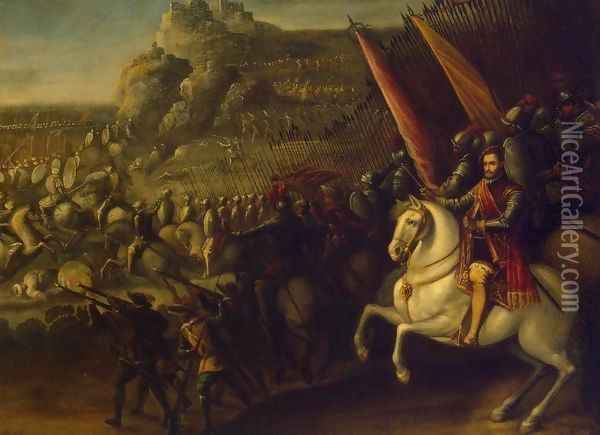 Battle Oil Painting - Juan De La Corte