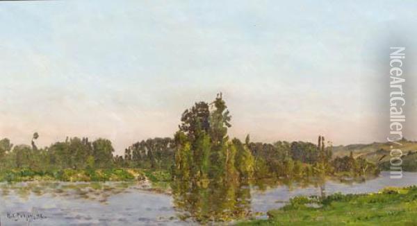 Jour D'ete: A River Landscape In Summer Oil Painting - Hippolyte Camille Delpy