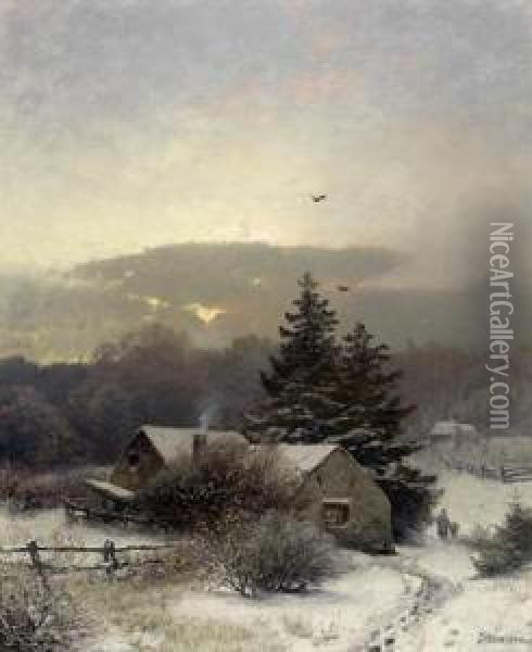 Abendliche Winterlandschaft Oil Painting - Sophus Jacobsen