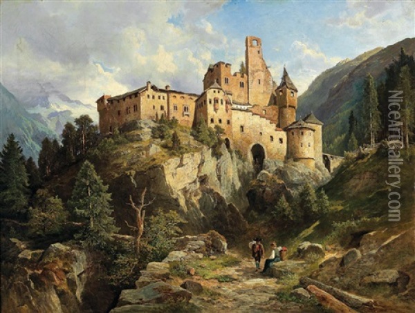 View Of The Castello Die Tures Oil Painting - Leopold Munsch