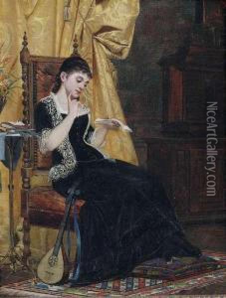 A Young Lady Reading A Letter Oil Painting - Carl Zewy